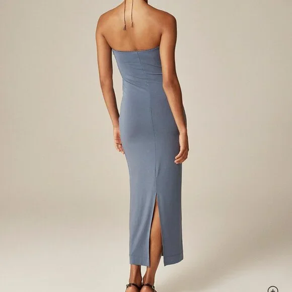 Rouje X J. Crew Women's Size Medium Shadow Grey Cinema Strapless Midi Dress - Picture 3 of 16